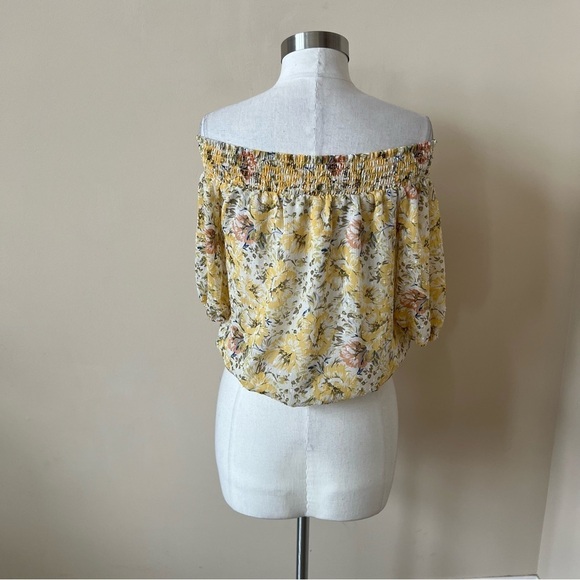 Joie floral printed flocked dot chiffon top 578 - Picture 4 of 9